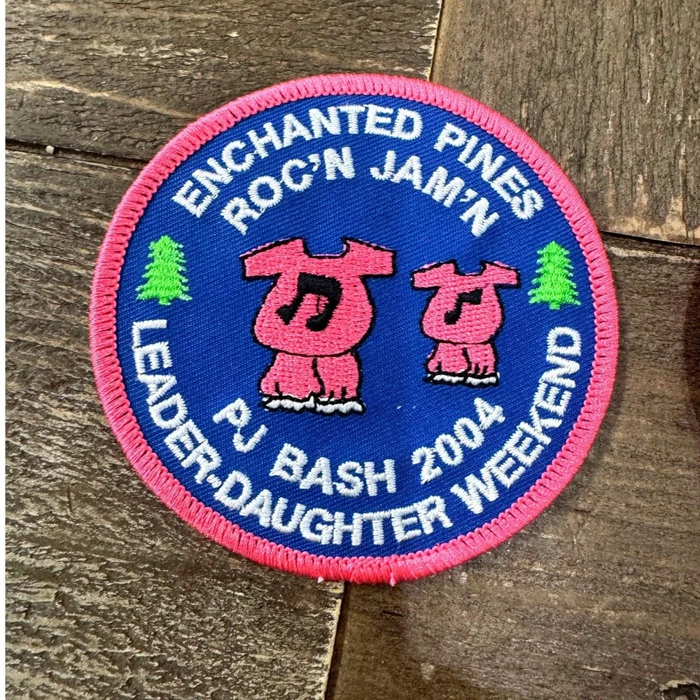 Vintage Girl Scout Enchanted Pines PJ Bash Weekend Patch Lot of 2 2004